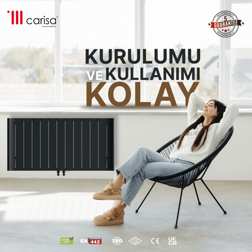 Carisa Burano Yatay Alüminyum Radyatör Modern Tasarım Siyah - carisa