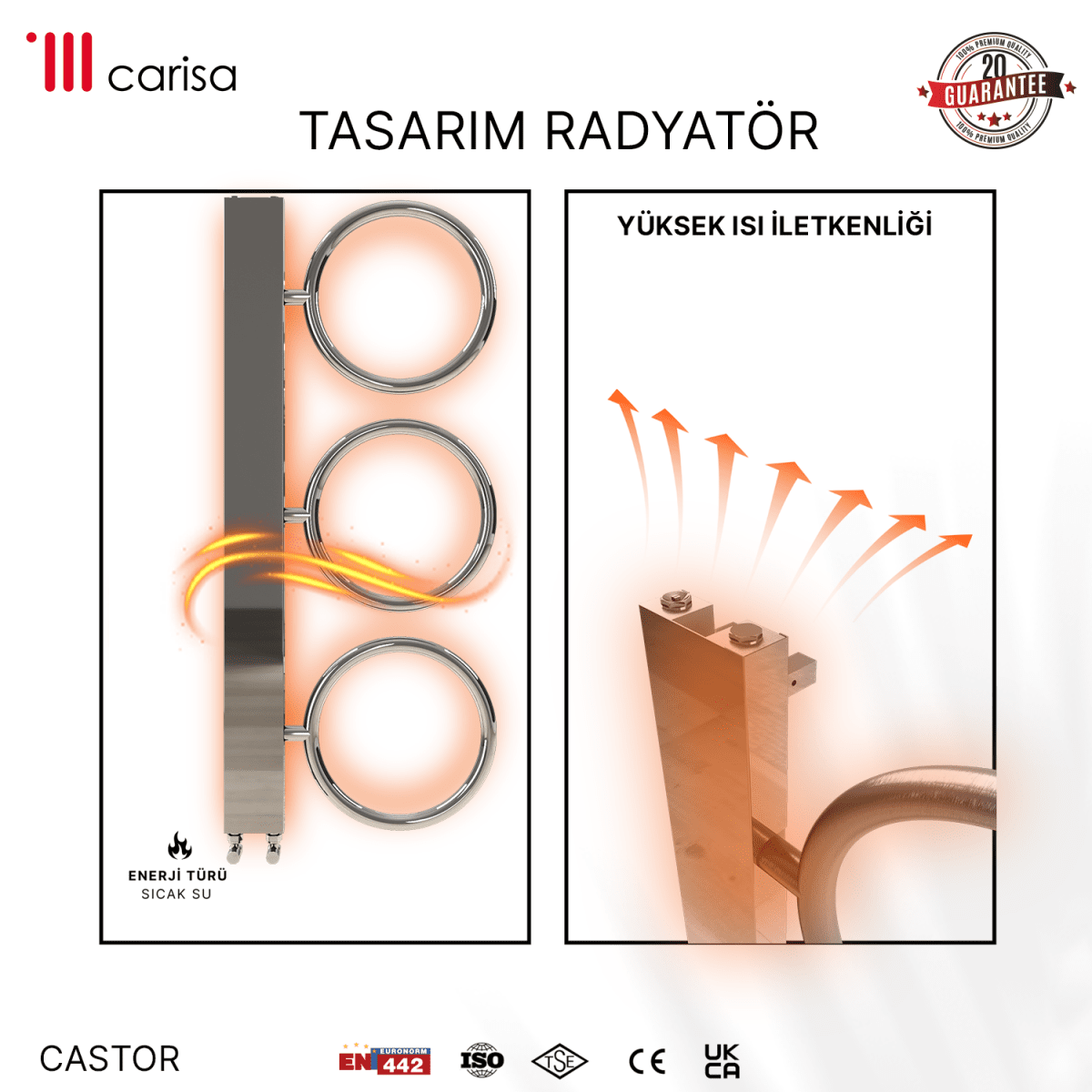 Carisa Castor Paslanmaz Çelik Havlupan Modern Tasarım Ayna Polisaj - carisa