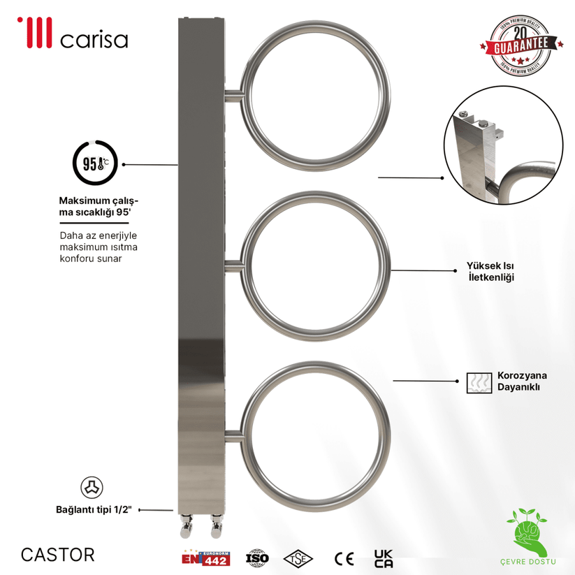 Carisa Castor Paslanmaz Çelik Havlupan Modern Tasarım Satine - carisa
