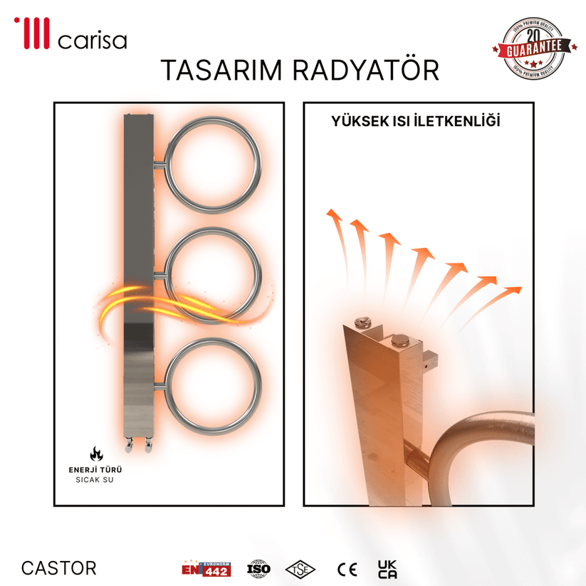 Carisa Castor Paslanmaz Çelik Havlupan Modern Tasarım Satine - carisa