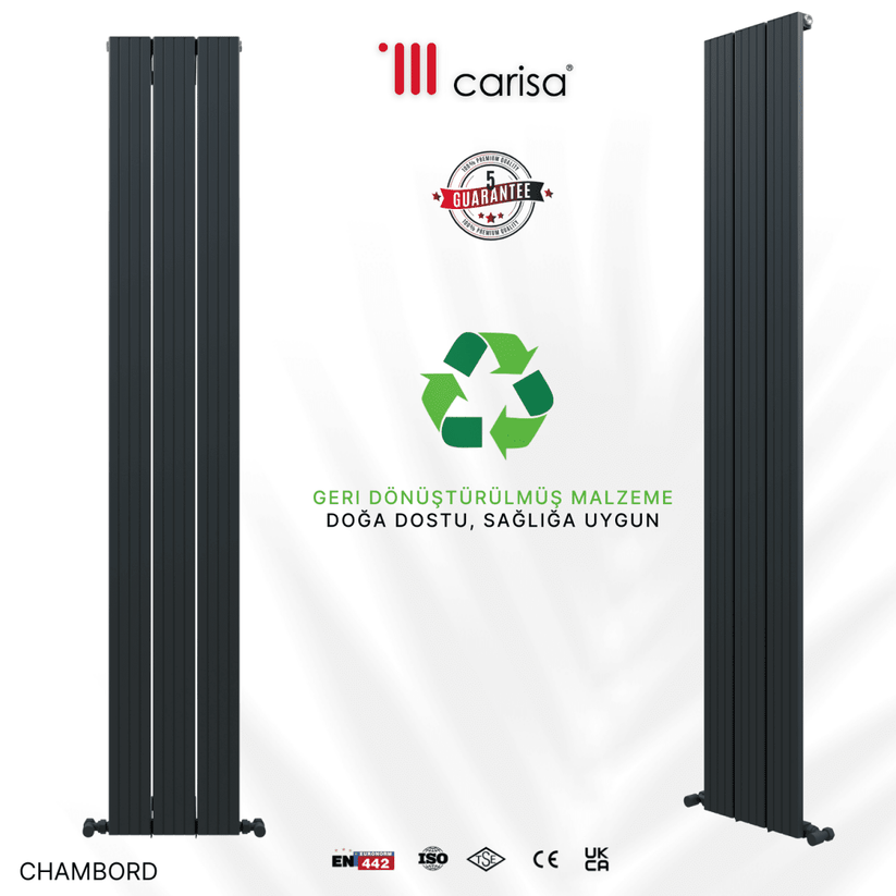 Carisa Chambord Dikey Alüminyum Radyatör Modern Tasarım Antrasit - carisa