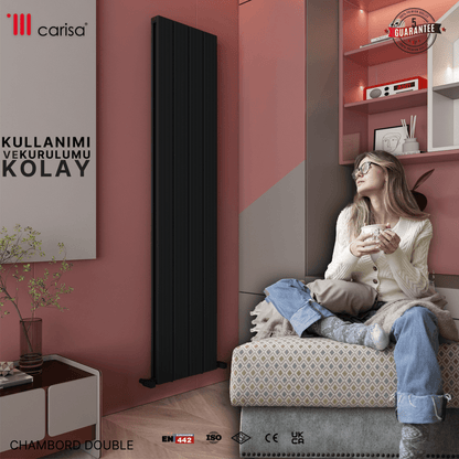 Carisa Chambord Double Dikey Alüminyum Radyatör Modern Tasarım Antrasit - carisa