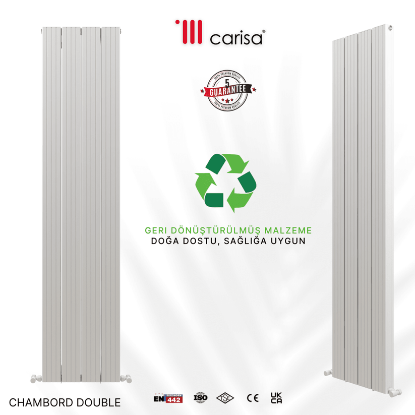 Carisa Chambord Double Dikey Alüminyum Radyatör Modern Tasarım Beyaz - carisa