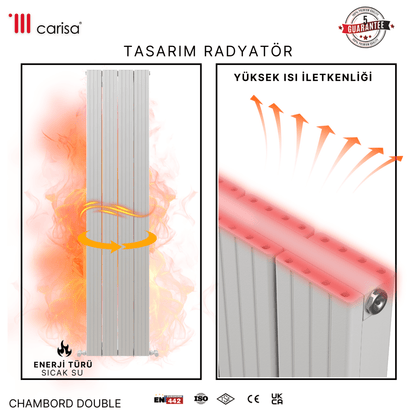 Carisa Chambord Double Dikey Alüminyum Radyatör Modern Tasarım Beyaz - carisa