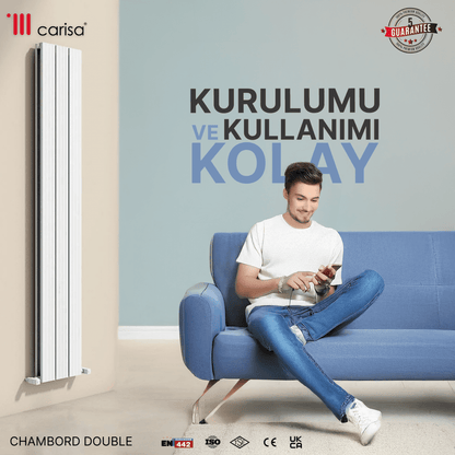 Carisa Chambord Double Dikey Alüminyum Radyatör Modern Tasarım Beyaz - carisa