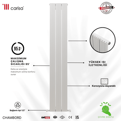 Carisa Chambord Dikey Alüminyum Radyatör Modern Tasarım Siyah - carisa