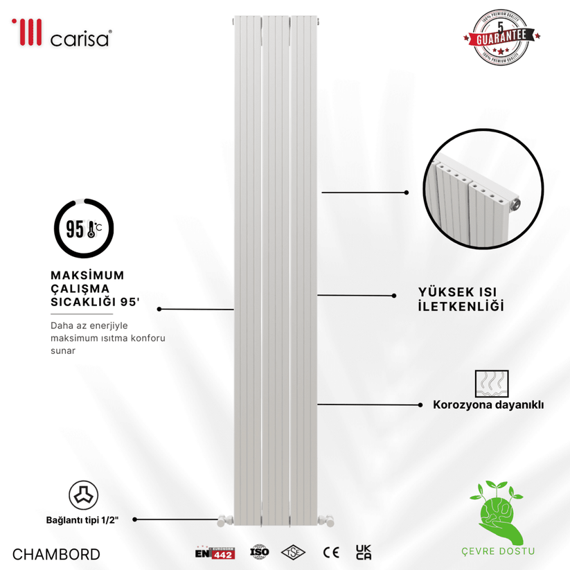 Carisa Chambord Dikey Alüminyum Radyatör Modern Tasarım Siyah - carisa