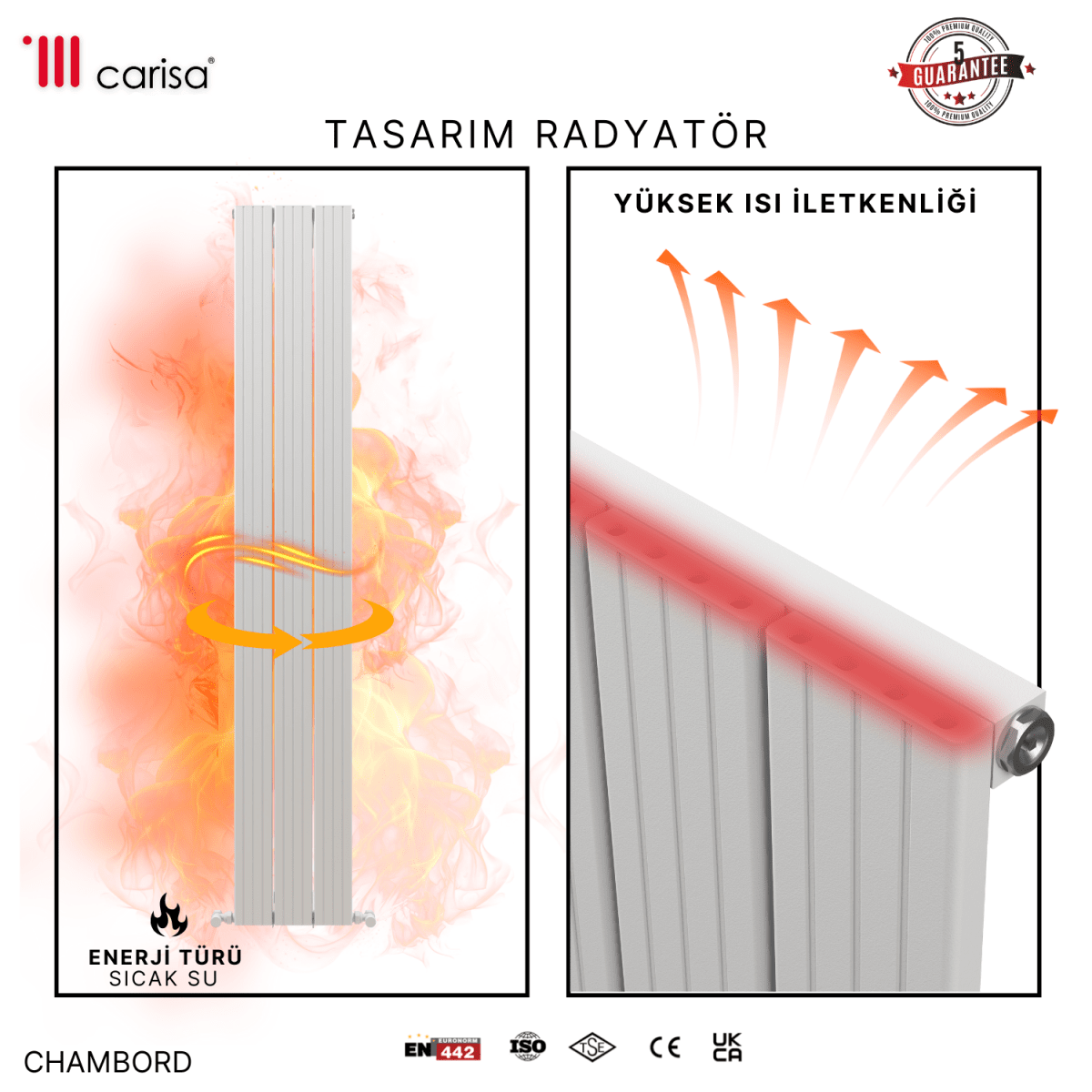 Carisa Chambord Dikey Alüminyum Radyatör Modern Tasarım Siyah - carisa