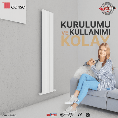 Carisa Chambord Dikey Alüminyum Radyatör Modern Tasarım Siyah - carisa