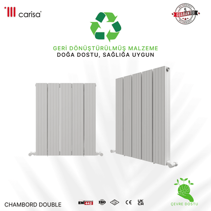 Carisa Chambord Double Yatay Alüminyum Radyatör Modern Tasarım Beyaz - carisa