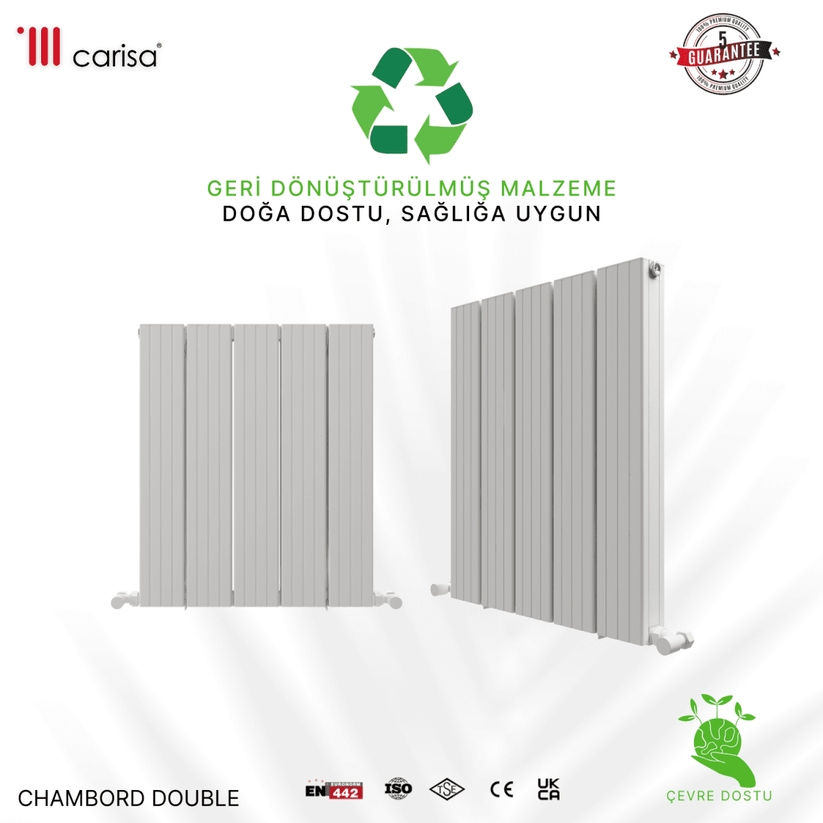 Carisa Chambord Double Yatay Alüminyum Radyatör Modern Tasarım Beyaz - carisa