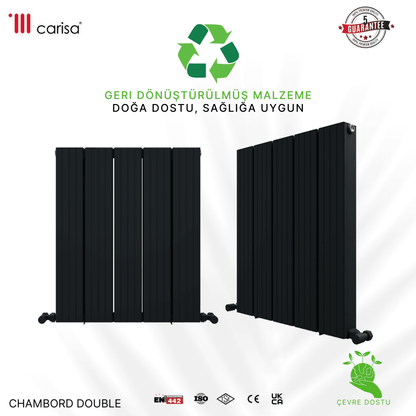 Carisa Chambord Double Yatay Alüminyum Radyatör Modern Tasarım Siyah - carisa