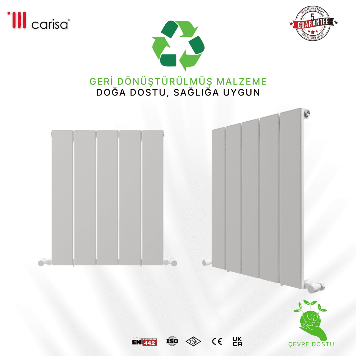 Carisa Chambord Yatay Alüminyum Radyatör Modern Tasarım Beyaz - carisa