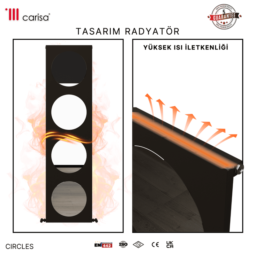 Carisa Circles Dikey Alüminyum Radyatör Modern Tasarım Antrasit - Carisa