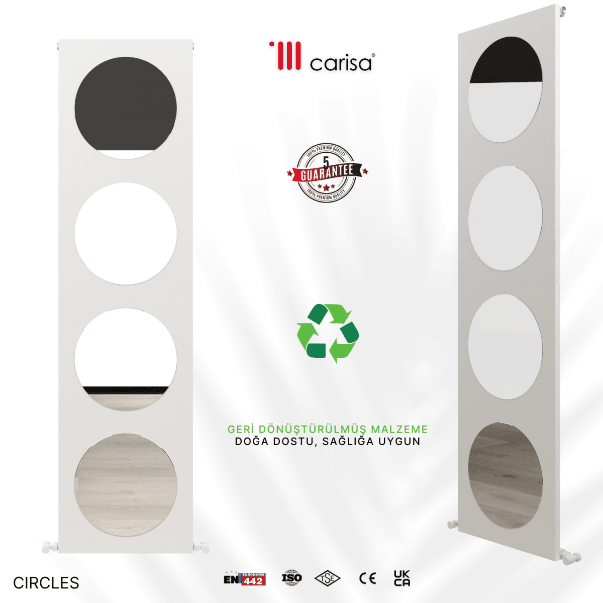 Carisa Circles Dikey Alüminyum Radyatör Modern Tasarım Beyaz - carisa