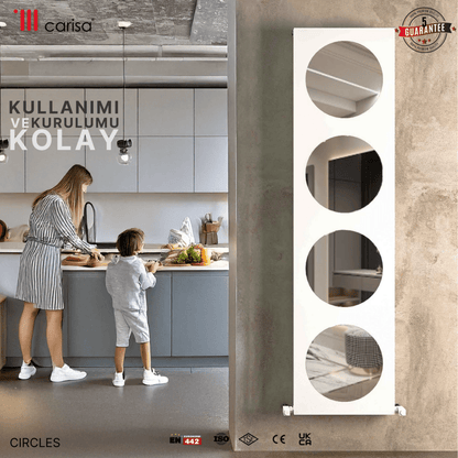 Carisa Circles Dikey Alüminyum Radyatör Modern Tasarım Beyaz - carisa