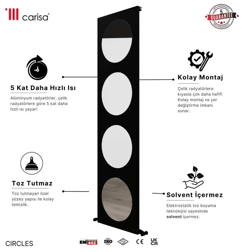 Carisa Circles Dikey Alüminyum Radyatör Modern Tasarım Pebble - Carisa