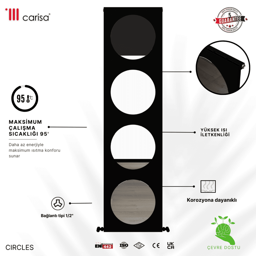 Carisa Circles Dikey Alüminyum Radyatör Modern Tasarım Pebble - Carisa