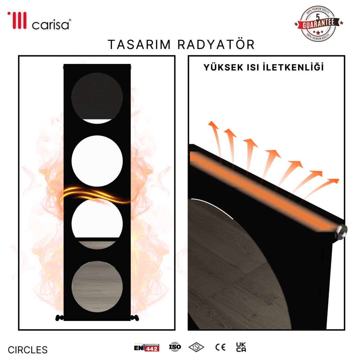 Carisa Circles Dikey Alüminyum Radyatör Modern Tasarım Pebble - Carisa