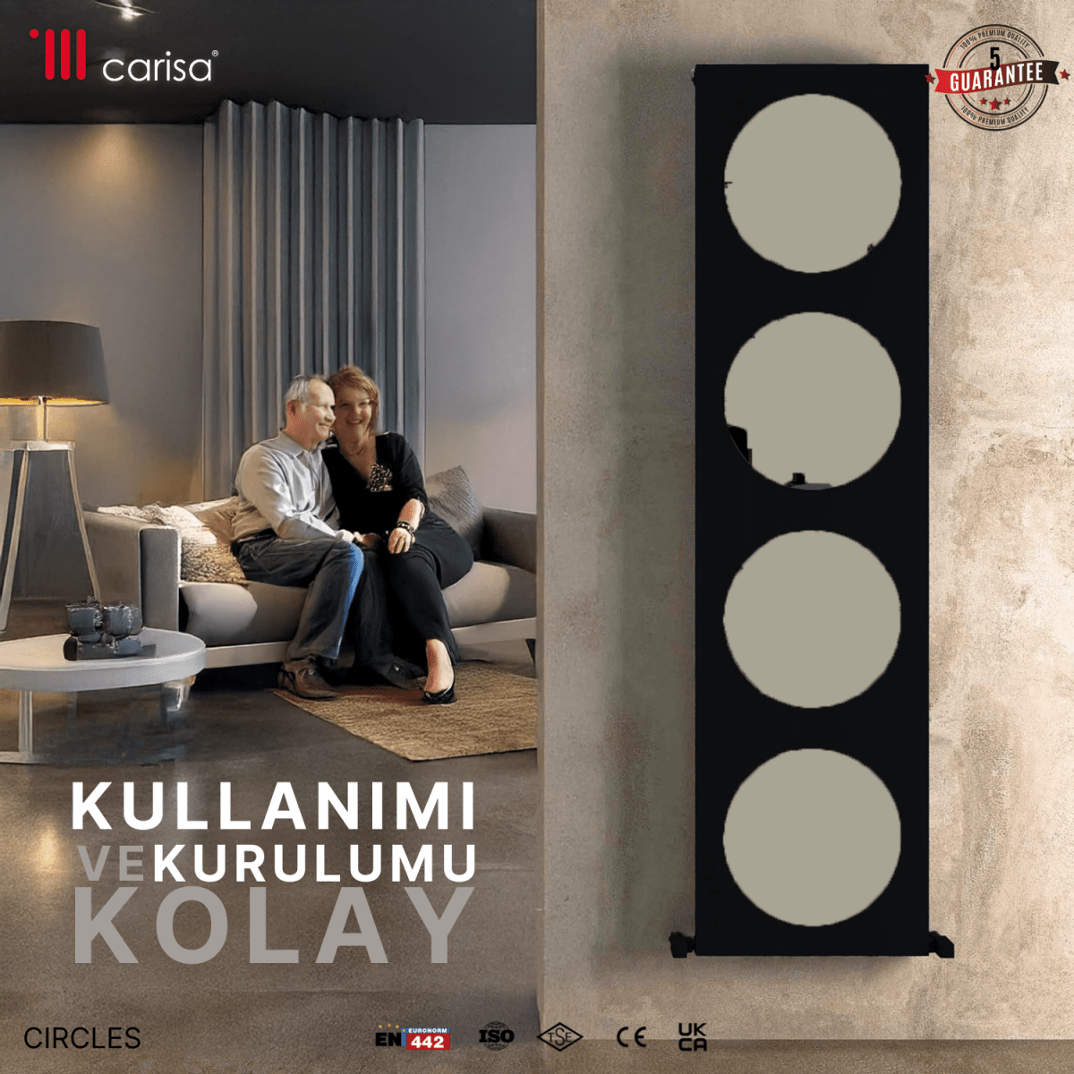 Carisa Circles Dikey Alüminyum Radyatör Modern Tasarım Pebble - Carisa