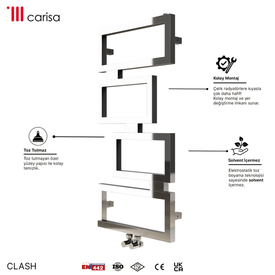 Carisa Clash Paslanmaz Çelik Havlupan Modern Tasarım Ayna Polisaj - carisa