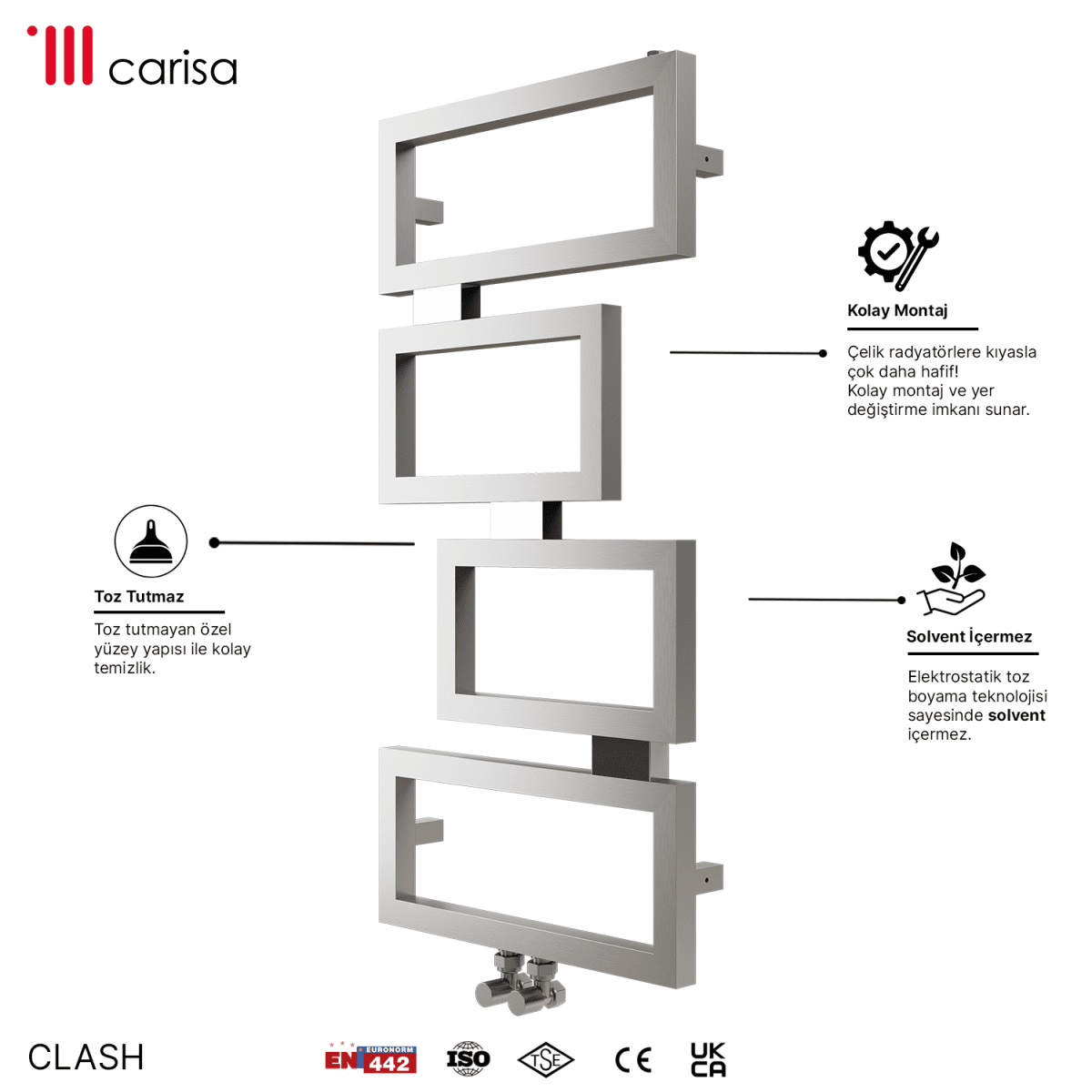 Carisa Clash Paslanmaz Çelik Havlupan Modern Tasarım Satine - carisa