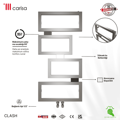 Carisa Clash Paslanmaz Çelik Havlupan Modern Tasarım Satine - carisa