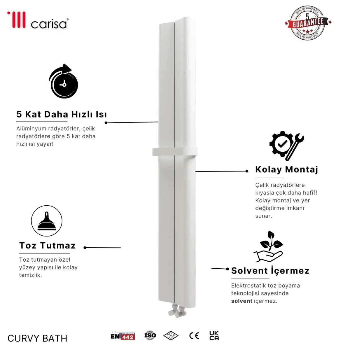 Carisa Curvy Bath Alüminyum Havlupan Modern Tasarım Beyaz - carisa