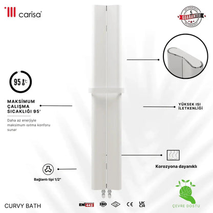 Carisa Curvy Bath Alüminyum Havlupan Modern Tasarım Beyaz - carisa