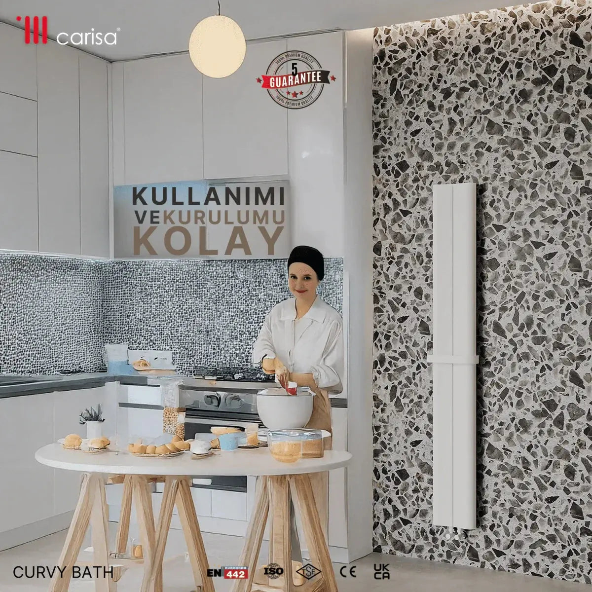 Carisa Curvy Bath Alüminyum Havlupan Modern Tasarım Beyaz - carisa