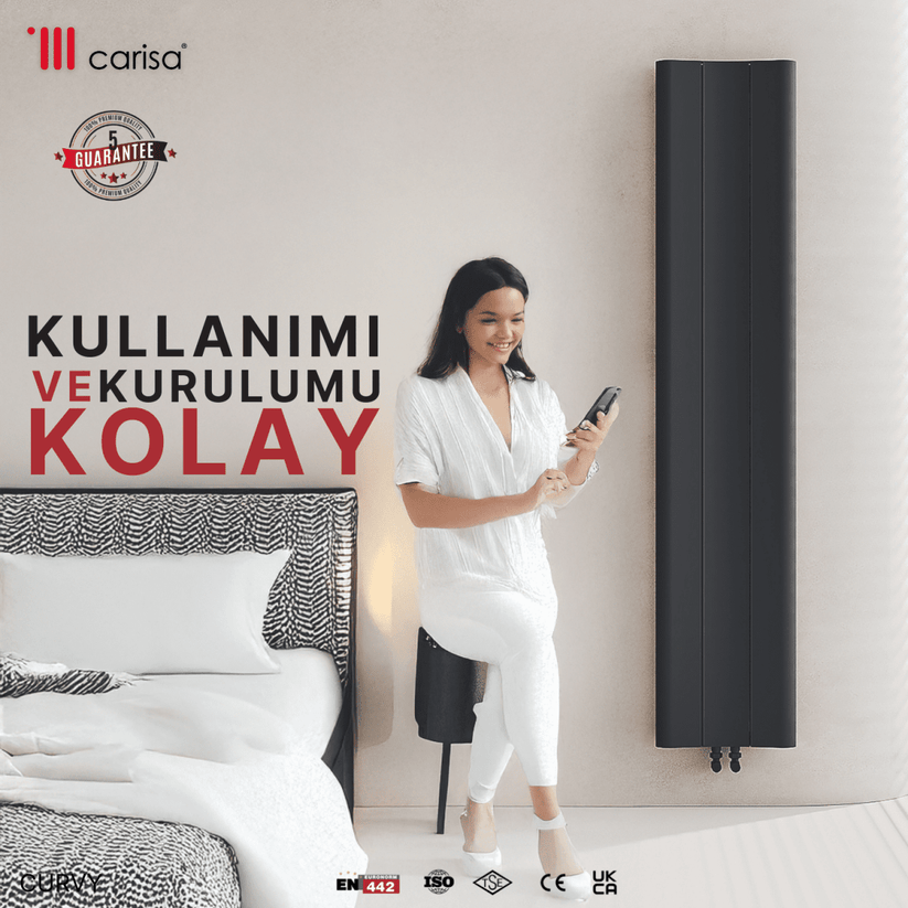 Carisa Curvy Dikey Alüminyum Radyatör Modern Tasarım Antrasit - carisa