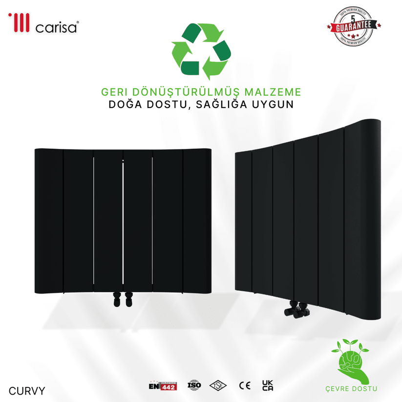 Carisa Curvy Yatay Alüminyum Radyatör Modern Tasarım Siyah - carisa