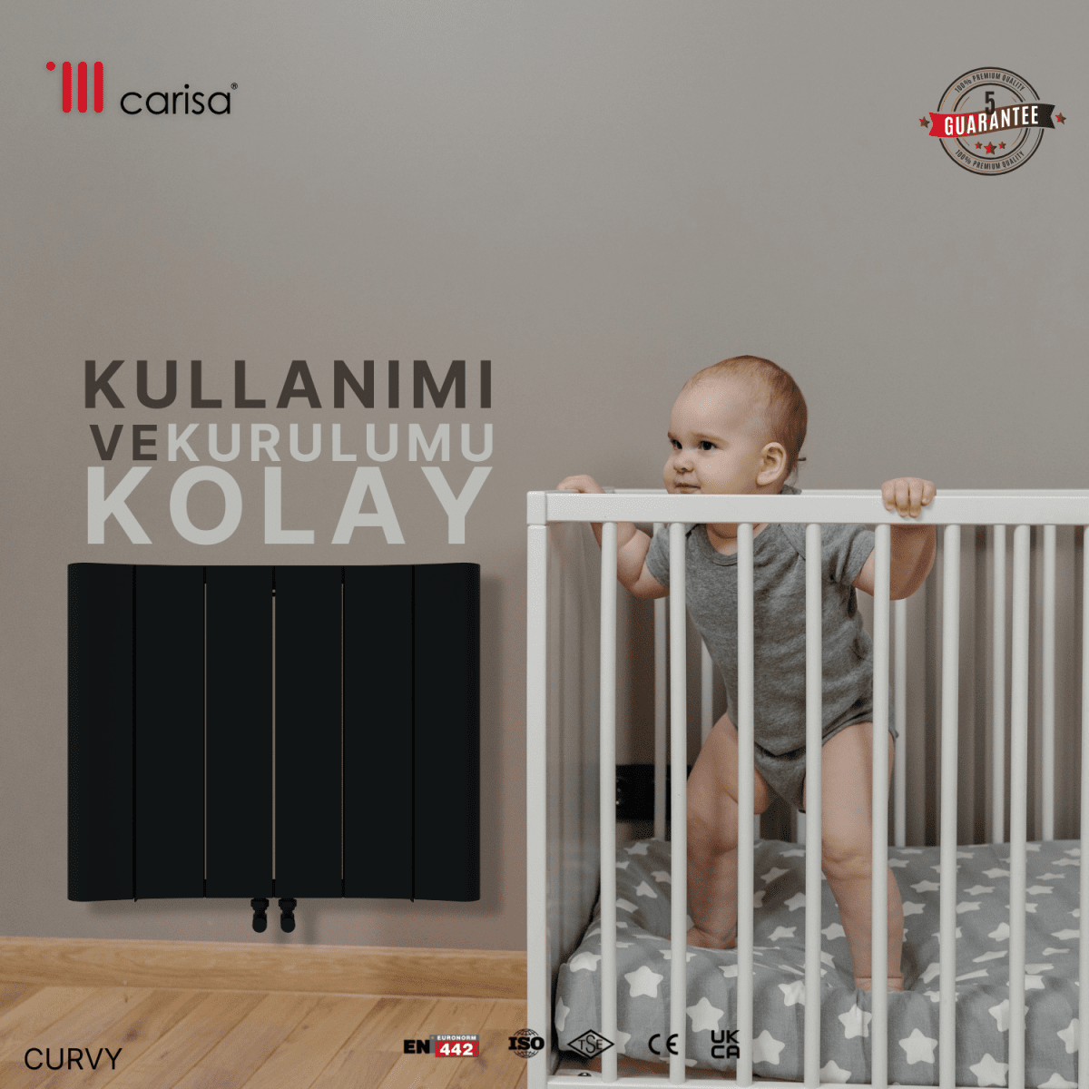 Carisa Curvy Yatay Alüminyum Radyatör Modern Tasarım Siyah - carisa