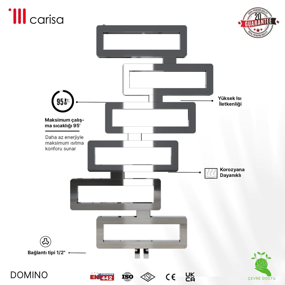 Carisa Domino Paslanmaz Çelik Havlupan Modern Tasarım Ayna Polisaj - carisa