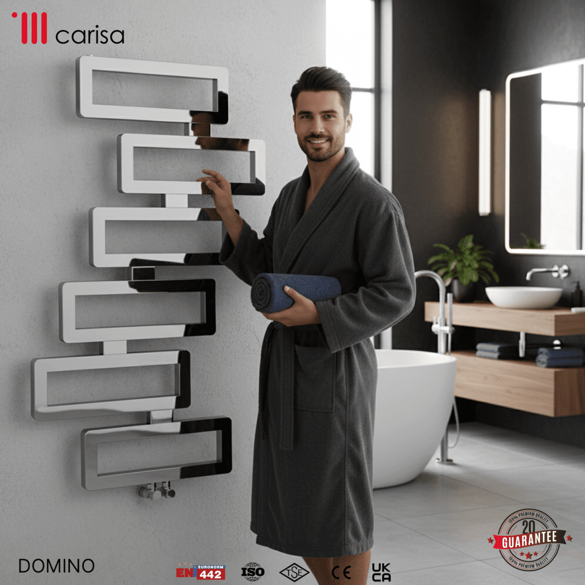 Carisa Domino Paslanmaz Çelik Havlupan Modern Tasarım Ayna Polisaj - carisa