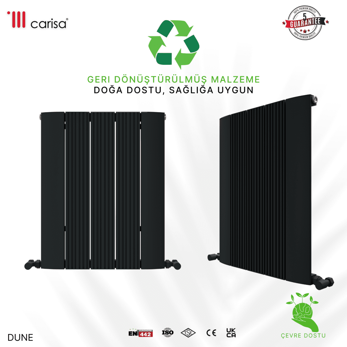 Carisa Dune Alüminyum Radyatör Siyah Standart Bağlantı - carisa