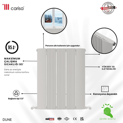 Carisa Dune Alüminyum Radyatör Beyaz Standart Bağlantı - carisa