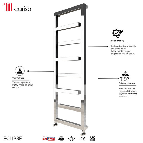 Carisa Eclipse Paslanmaz Çelik Havlupan Modern Tasarım Ayna Polisaj - carisa