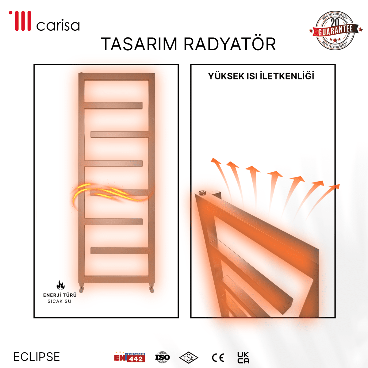 Carisa Eclipse Paslanmaz Çelik Havlupan Modern Tasarım Ayna Polisaj - carisa