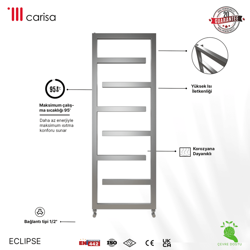 Carisa Eclipse Paslanmaz Çelik Havlupan Modern Tasarım Satine - carisa