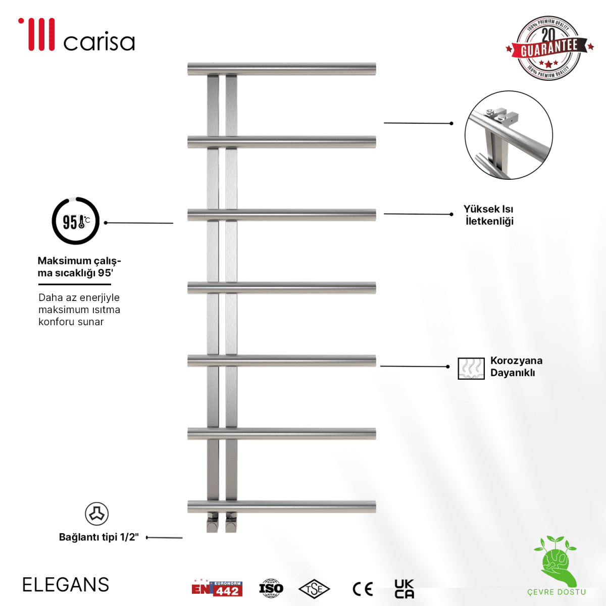 Carisa Elegans Paslanmaz Çelik Havlupan Modern Tasarım Satine - carisa