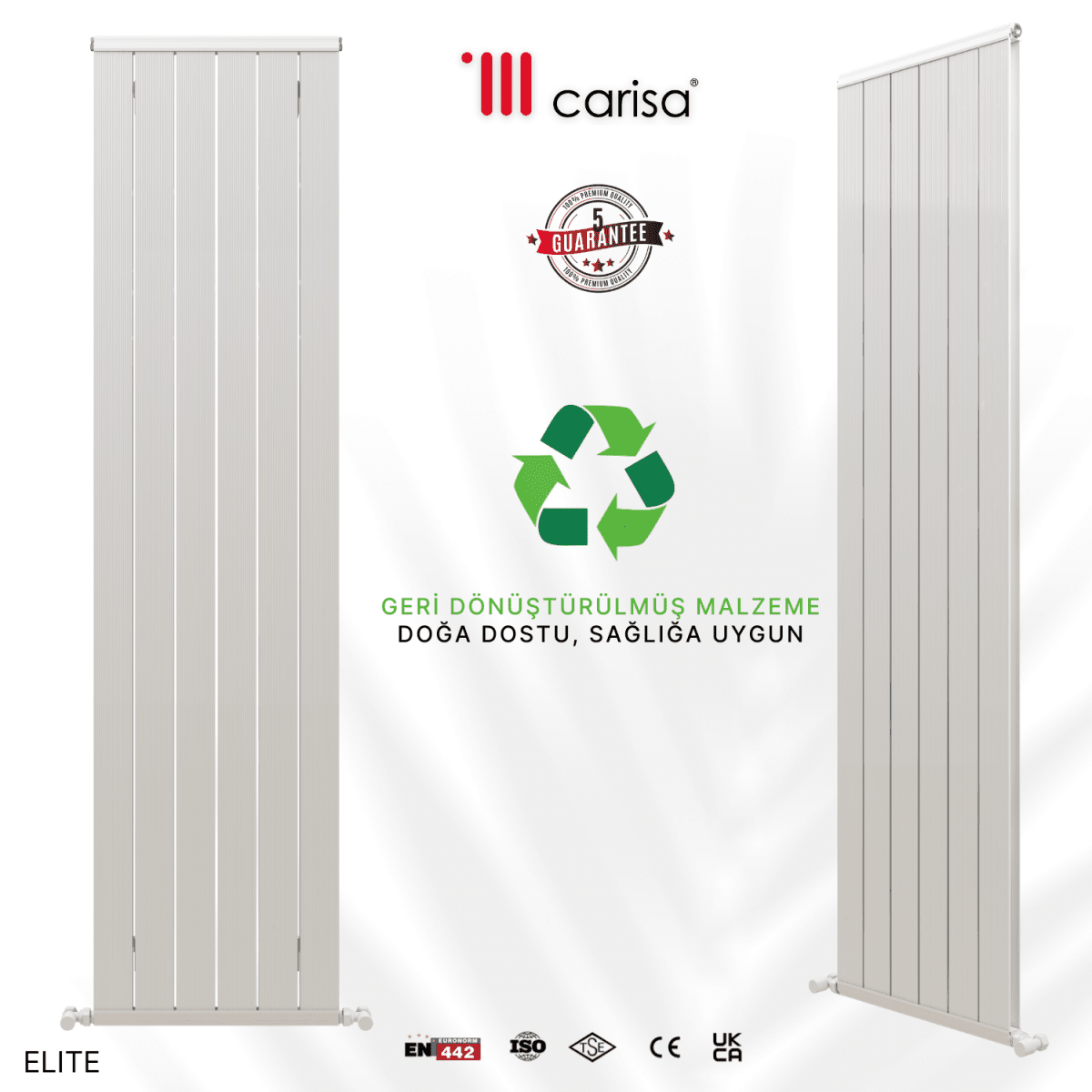 Carisa Elite Dikey Alüminyum Radyatör Modern Tasarım Parlak Beyaz - carisa