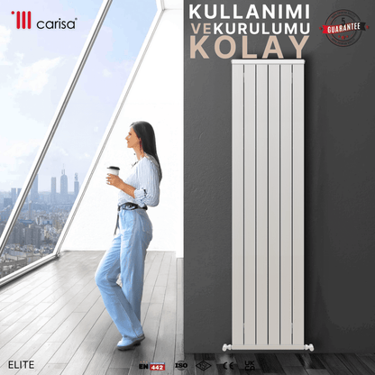 Carisa Elite Dikey Alüminyum Radyatör Modern Tasarım Parlak Beyaz - carisa