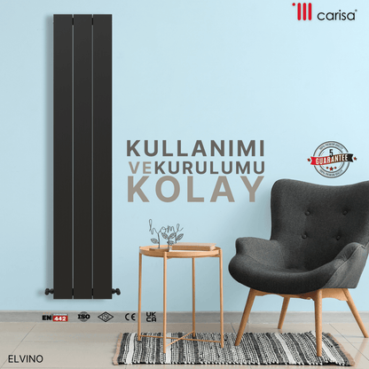 Carisa Elvino Alüminyum Radyatör Antrasit Standart Bağlantı - carisa