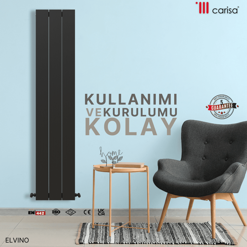 Carisa Elvino Alüminyum Radyatör Antrasit Standart Bağlantı - carisa