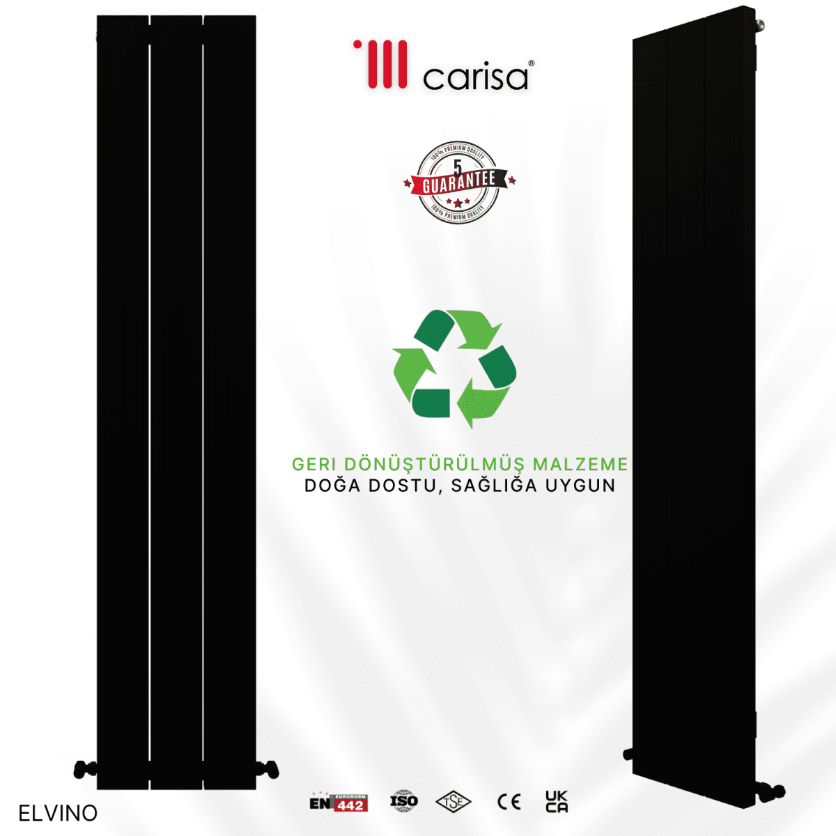 Carisa Elvino Alüminyum Radyatör Siyah Standart Bağlantı - carisa