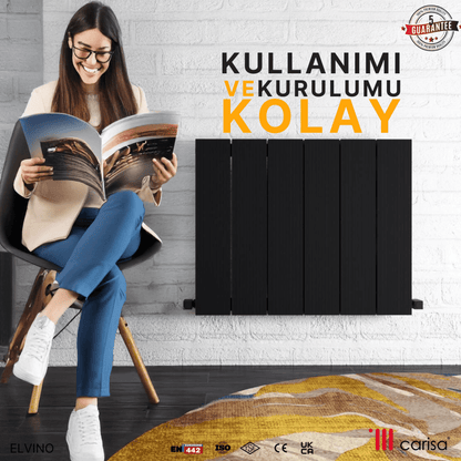 Carisa Elvino Alüminyum Radyatör Siyah Standart Bağlantı - carisa