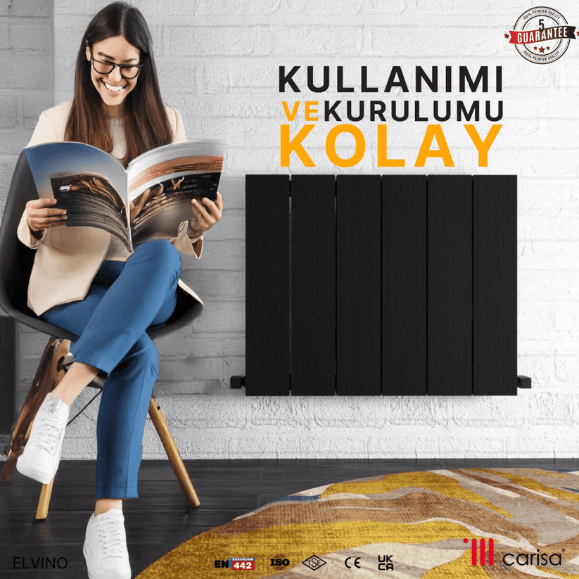 Carisa Elvino Alüminyum Radyatör Siyah Standart Bağlantı - carisa