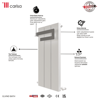 Carisa Elvino Bath Alüminyum Havlupan Modern Tasarım Beyaz - carisa