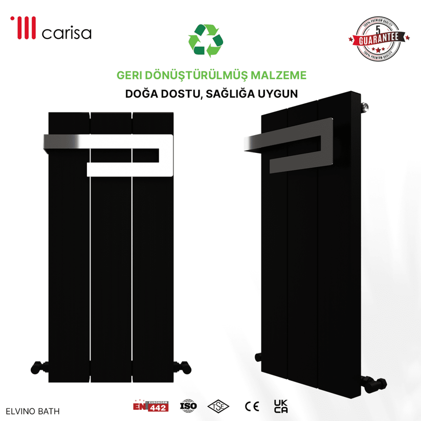 Carisa Elvino Bath Alüminyum Havlupan Modern Tasarım Siyah - carisa